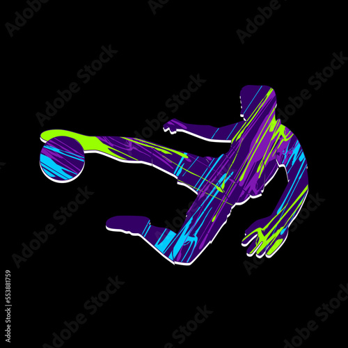 Professional man somersault football player vector colorful