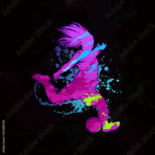 Professional female football player vector colorful
