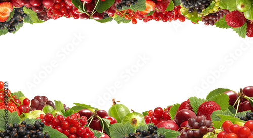 Frame of red berries isolated