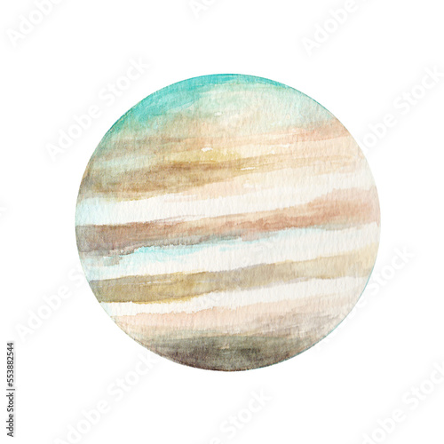 Fototapeta Naklejka Na Ścianę i Meble -  透明水彩で描いた木星のイラスト　惑星　背景イラスト