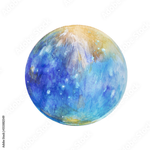 透明水彩で描いた水星のイラスト 惑星 背景イラスト