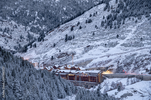 Cityscape of Soldeu in Andorra in winter photo