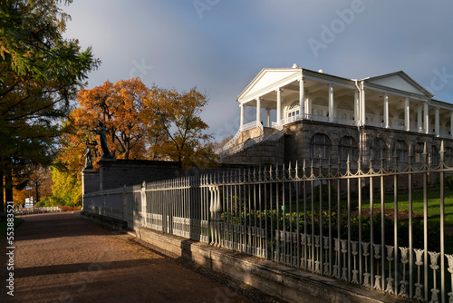 View of the Cameron Gallery in the Catherine Park in Tsarskoye Selo on a sunny autumn day, Pushkin, Saint Petersburg, Russia © Ula Ulachka