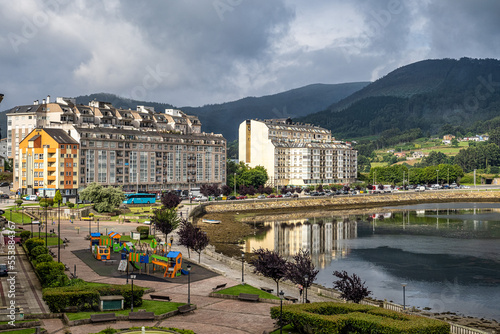 Panoramic view of Viveiro with river and dwelling houses. Lugo, Galicia, Spain photo