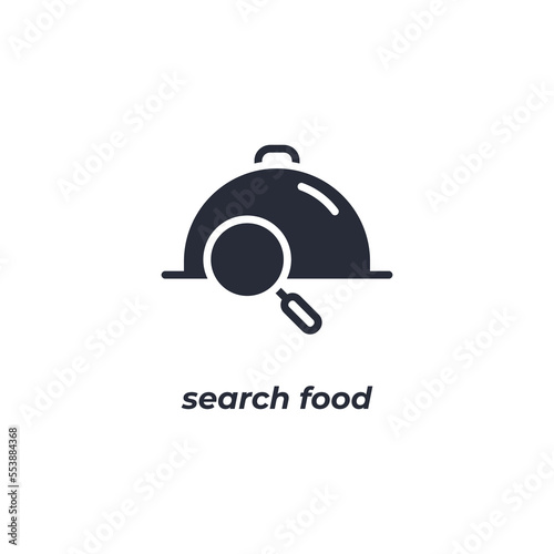 Vector sign search food symbol is isolated on a white background. icon color editable.