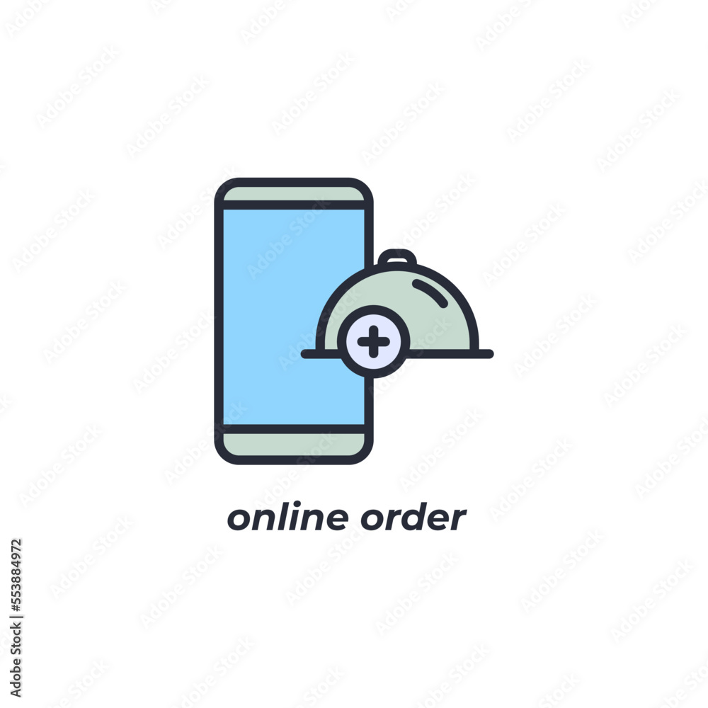 Vector sign online order symbol is isolated on a white background. icon color editable. Vector sign online order symbol is isolated on a white background. icon color editable.