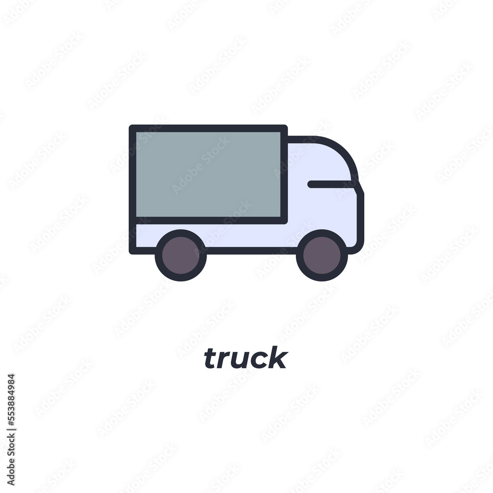 Vector sign truck symbol is isolated on a white background. icon color editable. Vector sign truck symbol is isolated on a white background. icon color editable.