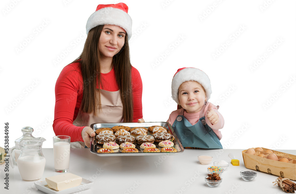 happy Mother and daughter preparing cream puffs happy Mother and daughter preparing cream puffs