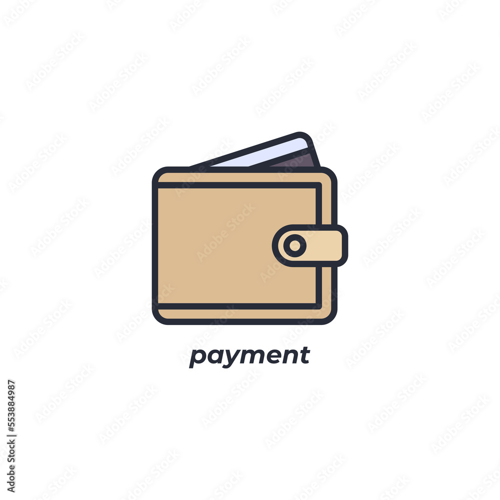 Vector sign payment symbol is isolated on a white background. icon color editable. Vector sign payment symbol is isolated on a white background. icon color editable.