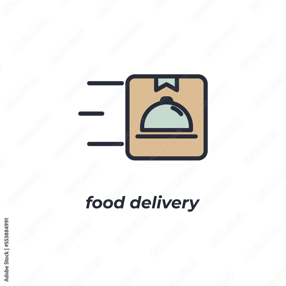 Vector sign food delivery symbol is isolated on a white background. icon color editable. Vector sign food delivery symbol is isolated on a white background. icon color editable.