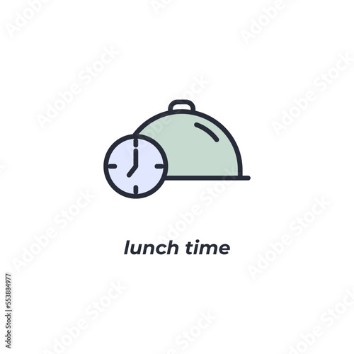 Vector sign lunch time symbol is isolated on a white background. icon color editable.
