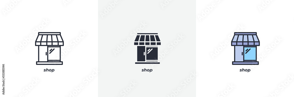 shop icon. Line, solid and filled outline colorful version, outline and filled vector sign. Idea Symbol, logo illustration. Vector graphics