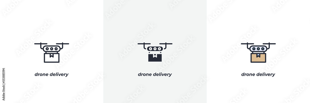 drone delivery icon. Line, solid and filled outline colorful version, outline and filled vector sign. Idea Symbol, logo illustration. Vector graphics drone delivery icon. Line, solid and filled outline colorful version, outline and filled vector sign. Idea Symbol, logo illustration. Vector graphics