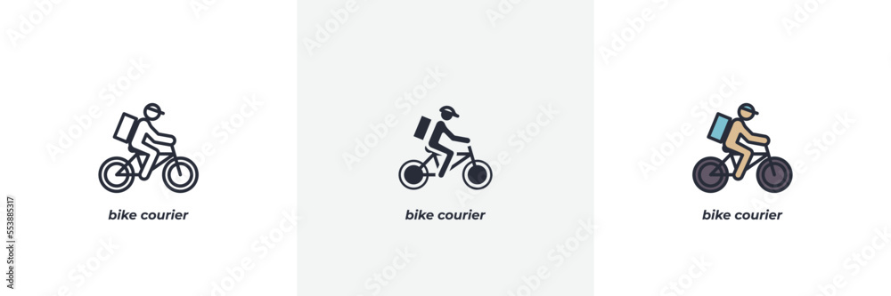 bike courier icon. Line, solid and filled outline colorful version, outline and filled vector sign. Idea Symbol, logo illustration. Vector graphics bike courier icon. Line, solid and filled outline colorful version, outline and filled vector sign. Idea Symbol, logo illustration. Vector graphics