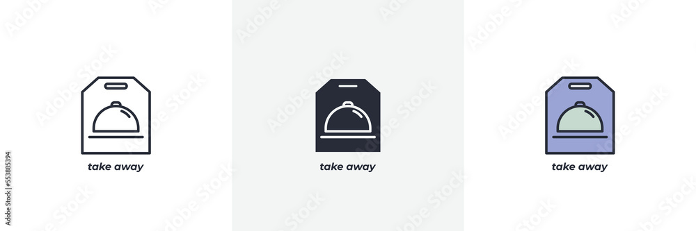 take away icon. Line, solid and filled outline colorful version, outline and filled vector sign. Idea Symbol, logo illustration. Vector graphics