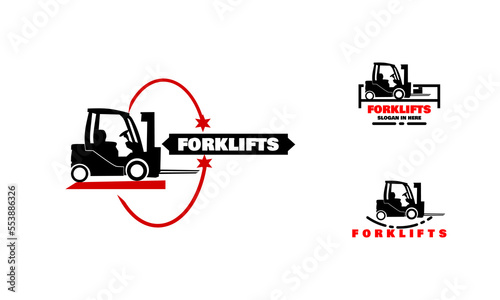 Construction Vehicle logo designs vector, Forklift logo