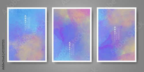 Set of creative hand painted abstract watercolor background. Design for your cover, date, postcard, banner, logo. © REZI