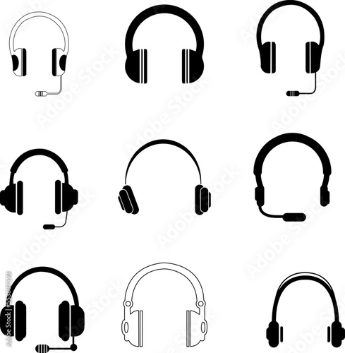 headphone vector icon set illustration on white background