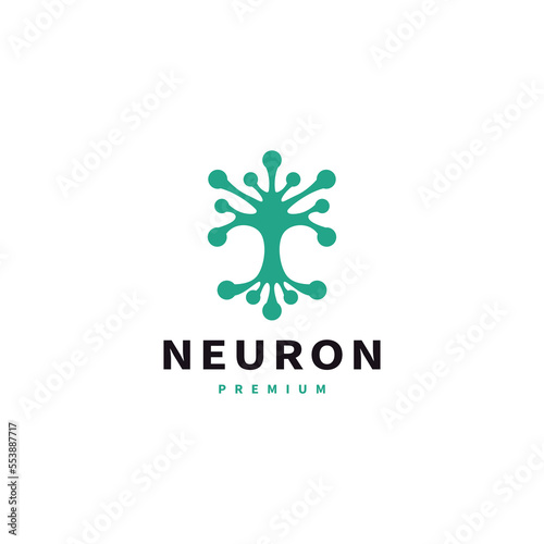 neuron creative vector icon illustration with grow tree logo design concept