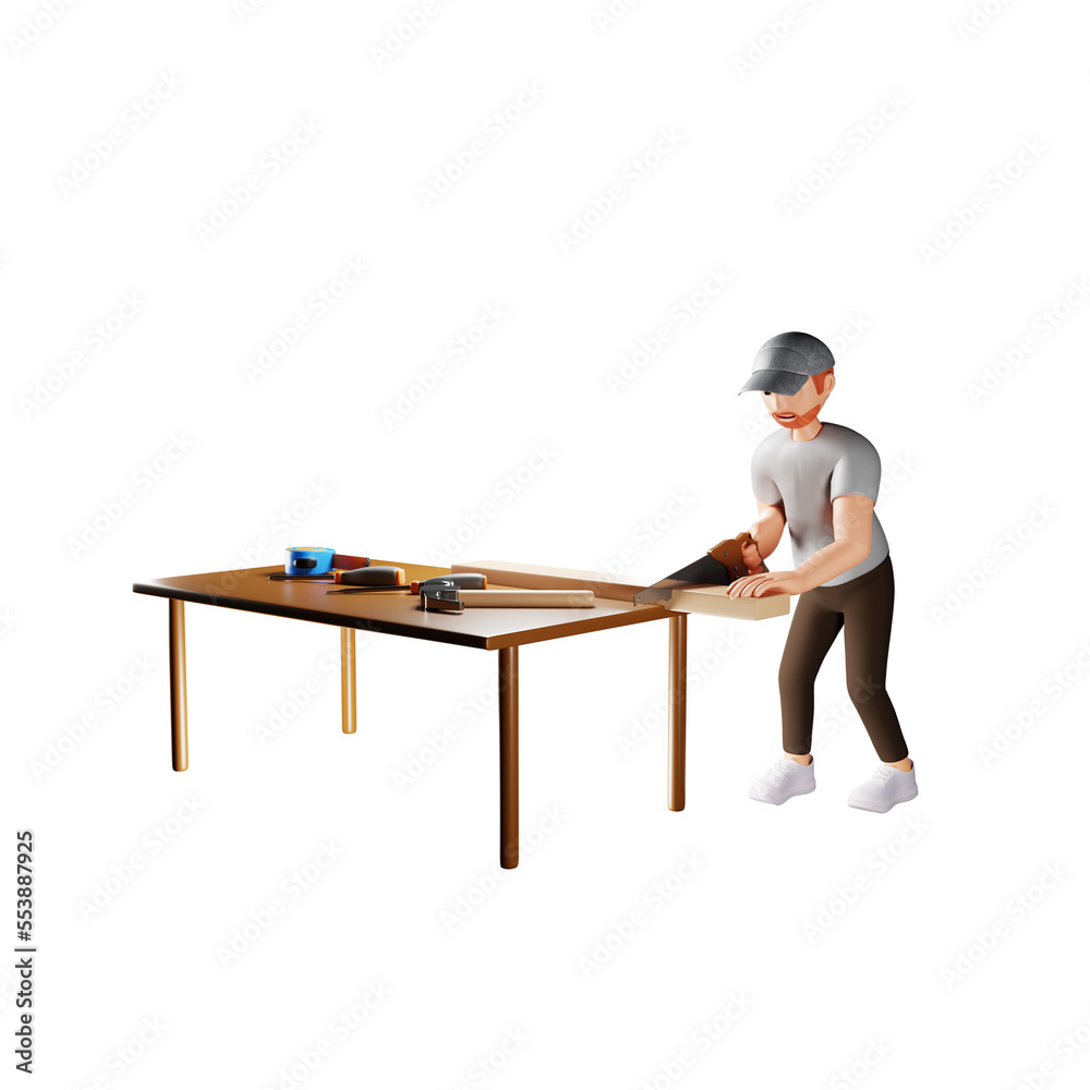 Male Carpenter 3D Character Illustration