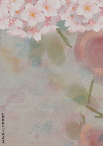 Obraz na płótnie watercolor background Wedding flower frame wallpaper Japanese style space star glitter w salonie