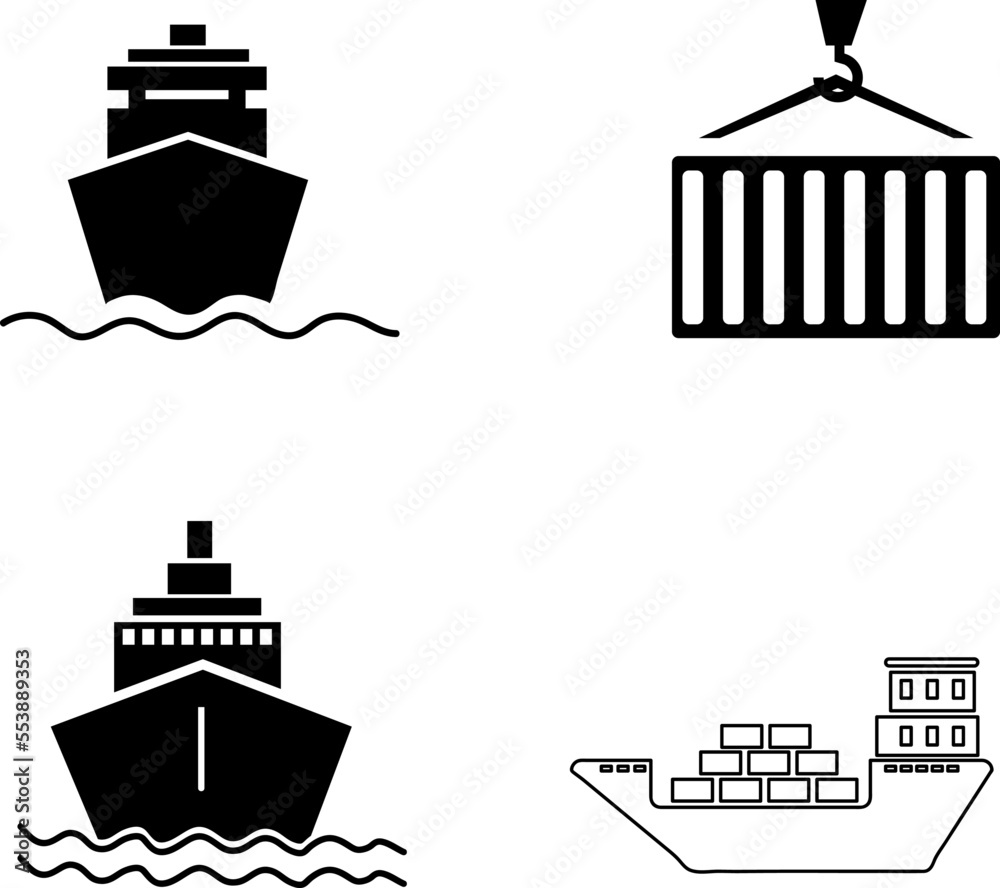 Transportation icon ship set design trendy on white background..eps