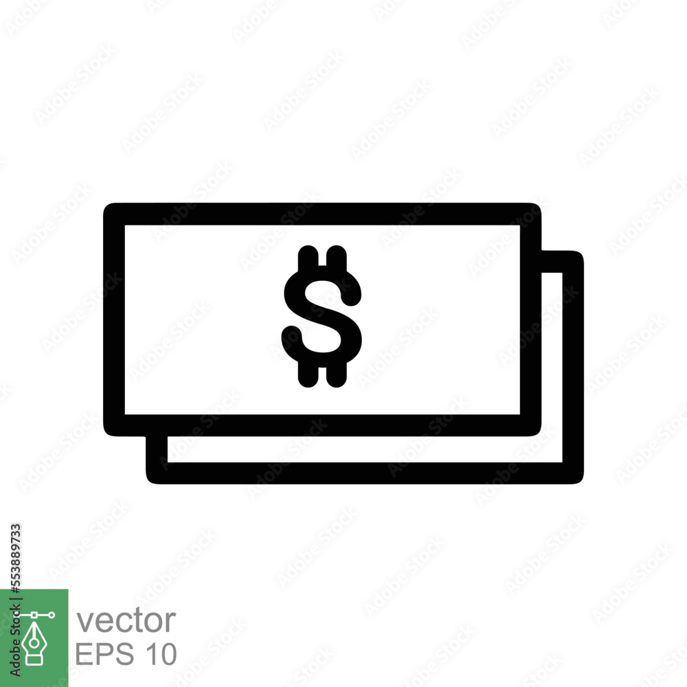 Dollar icon. Money sign, dollar paper bills, cash, financial and banking, business concept. Simple flat style. Vector illustration isolated on white background. EPS 10. Dollar icon. Money sign, dollar paper bills, cash, financial and banking, business concept. Simple flat style. Vector illustration isolated on white background. EPS 10.