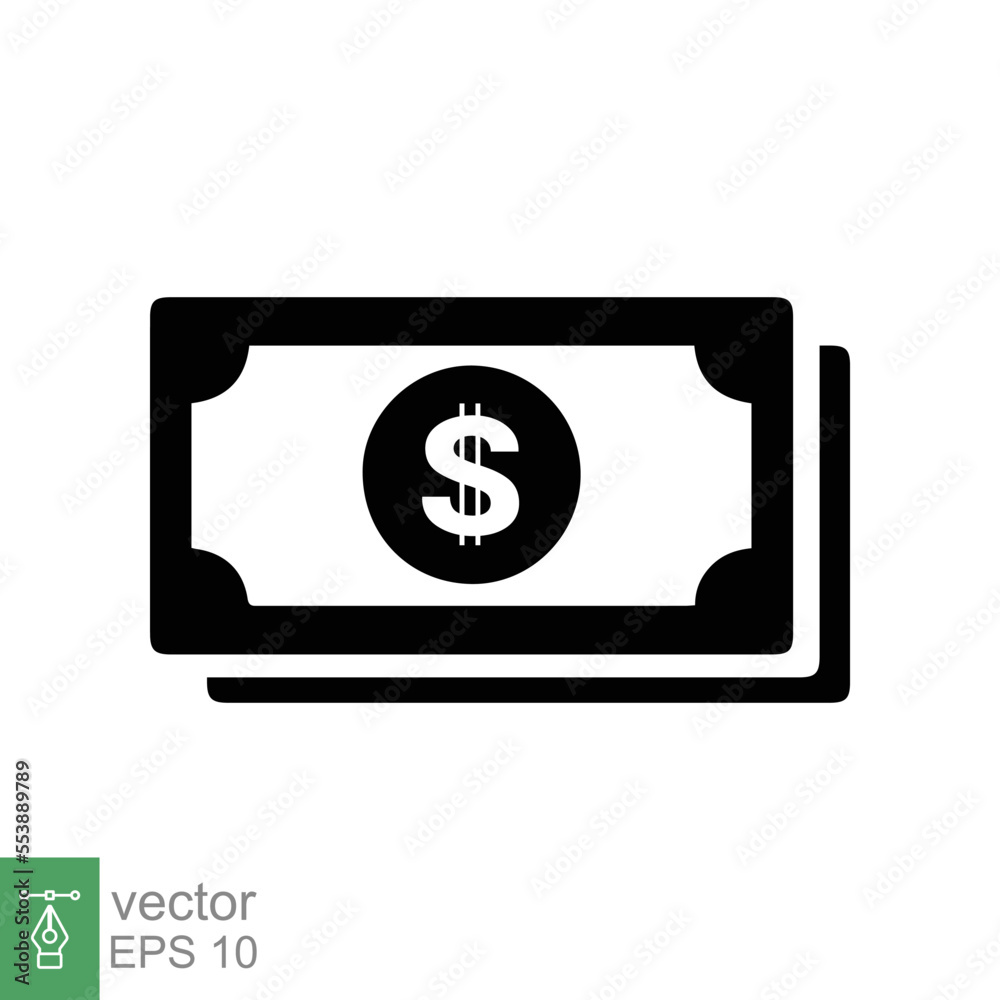 Dollar icon. Money sign, dollar paper bills, cash, financial and banking, business concept. Simple flat style. Vector illustration isolated on white background. EPS 10. Dollar icon. Money sign, dollar paper bills, cash, financial and banking, business concept. Simple flat style. Vector illustration isolated on white background. EPS 10.