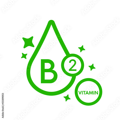 Simple drop water line vitamin B2 icon symbol green isolated on a white background for mobile app and websites. Vector illustration.