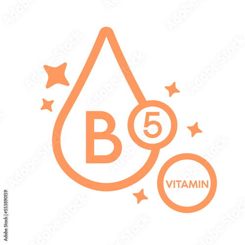 Simple drop water line vitamin B5 icon symbol orange isolated on a white background for mobile app and websites. Vector illustration.