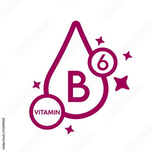 Simple drop water line vitamin B6 icon symbol purple isolated on a white background for mobile app and websites. Vector illustration.