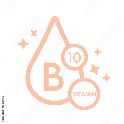 Simple drop water line vitamin B10 icon symbol cream isolated on a white background for mobile app and websites. Vector illustration.