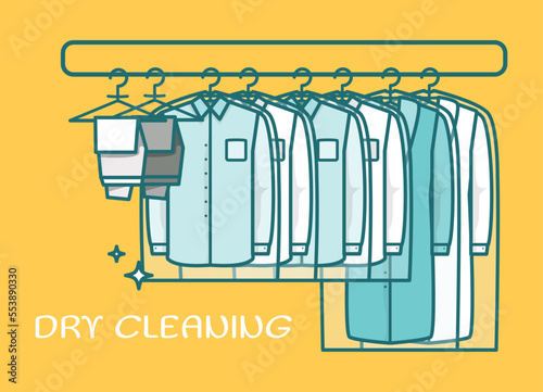 Dry cleaning laundry service vector flat banner