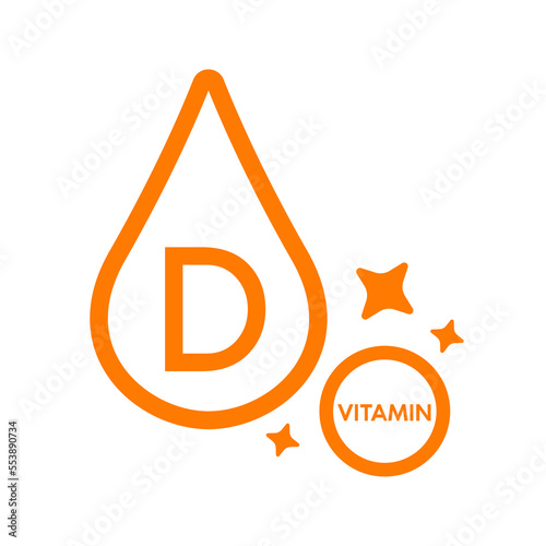 Simple drop water line vitamin D icon symbol orange isolated on a white background for mobile app and websites. Vector illustration.