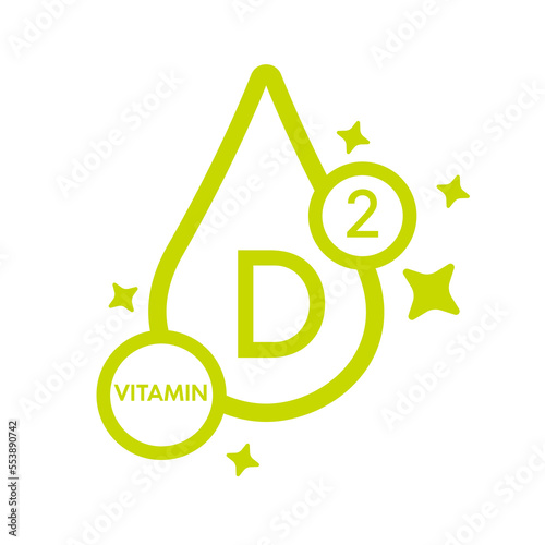 Simple drop water line vitamin D2 icon symbol green isolated on a white background for mobile app and websites. Vector illustration.