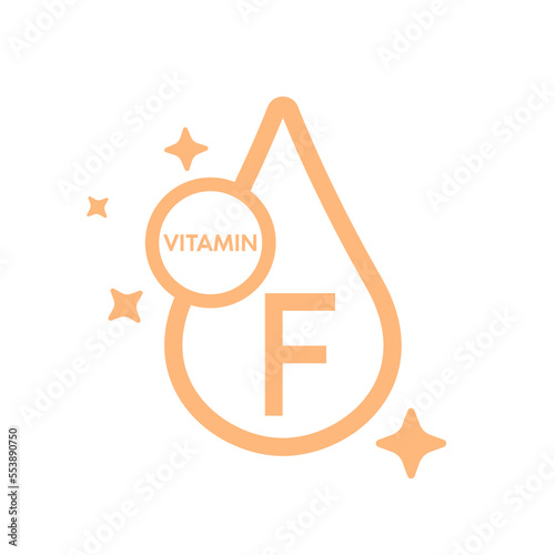 Simple drop water line vitamin F icon symbol cream isolated on a white background for mobile app and websites. Vector illustration.
