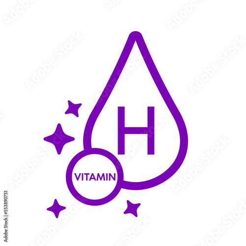 Simple drop water line vitamin H icon symbol purple isolated on a white background for mobile app and websites. Vector illustration.