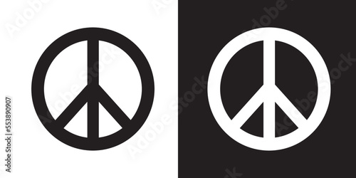 A set of peace signs of different thicknesses. Peace symbols, peace pictograms isolated on white background. International symbol of the antiwar movement of the disarmament of the world
