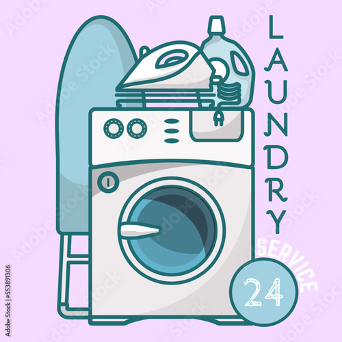 Laundry or dry-cleaning service flat vector banner
