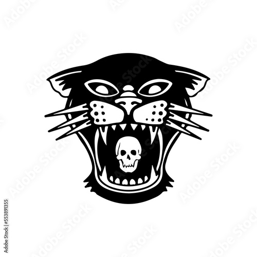 vector illustration of a panther head with a skull