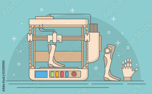 Medical 3d printer vector leg prosthetics printing