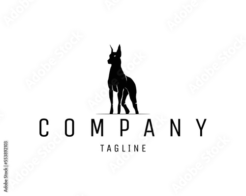 vector illustration of dog logo silhouette isolated on white background showing from front. best for badge, emblem, icon and animal industry. available in eps 10.