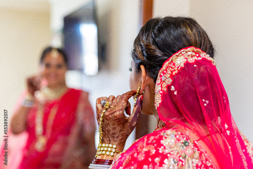 Indian Hindu bride's wedding jewellery jewelry close up