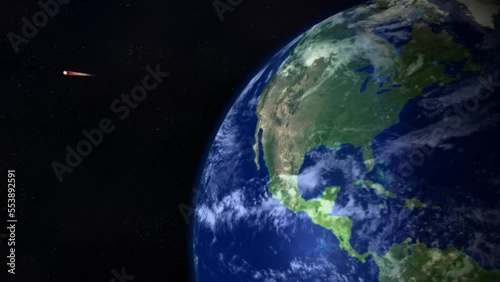 Baseball launching from earth into orbit.