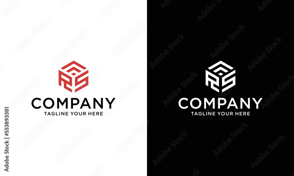 RS Logo monogram with hexagon shape style design template RS Logo monogram with hexagon shape style design template