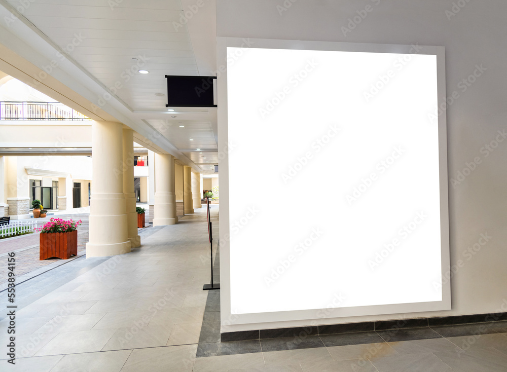 Blank billboard in modern shopping mall Blank billboard in modern shopping mall