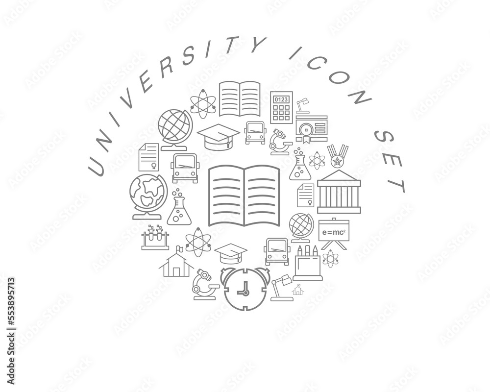 Vector university icon set Vector university icon set