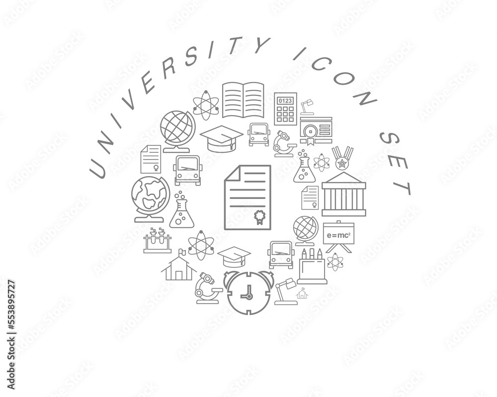 Vector university icon set Vector university icon set