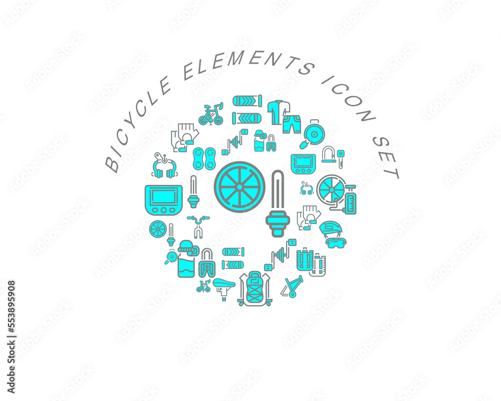 Vector bicycle elements icon set Vector bicycle elements icon set