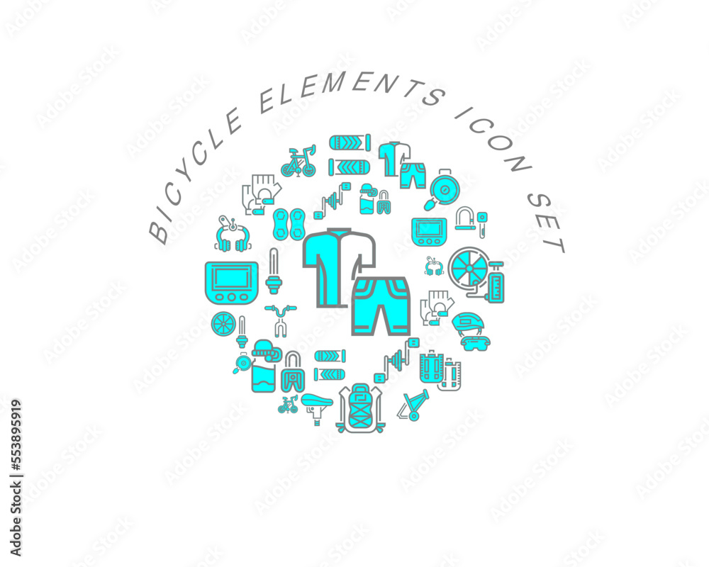 Vector bicycle elements icon set Vector bicycle elements icon set
